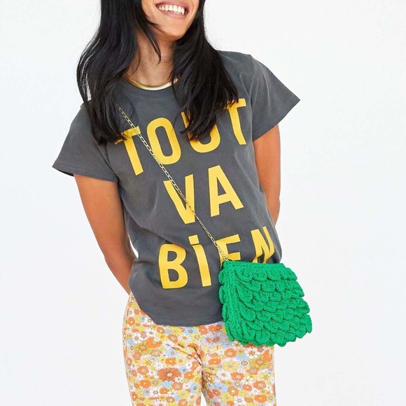 Clare V. Tout Va Bien Classic Tee in Faded Black ( Dark Gray ) Size XL - Picture 2 of 9